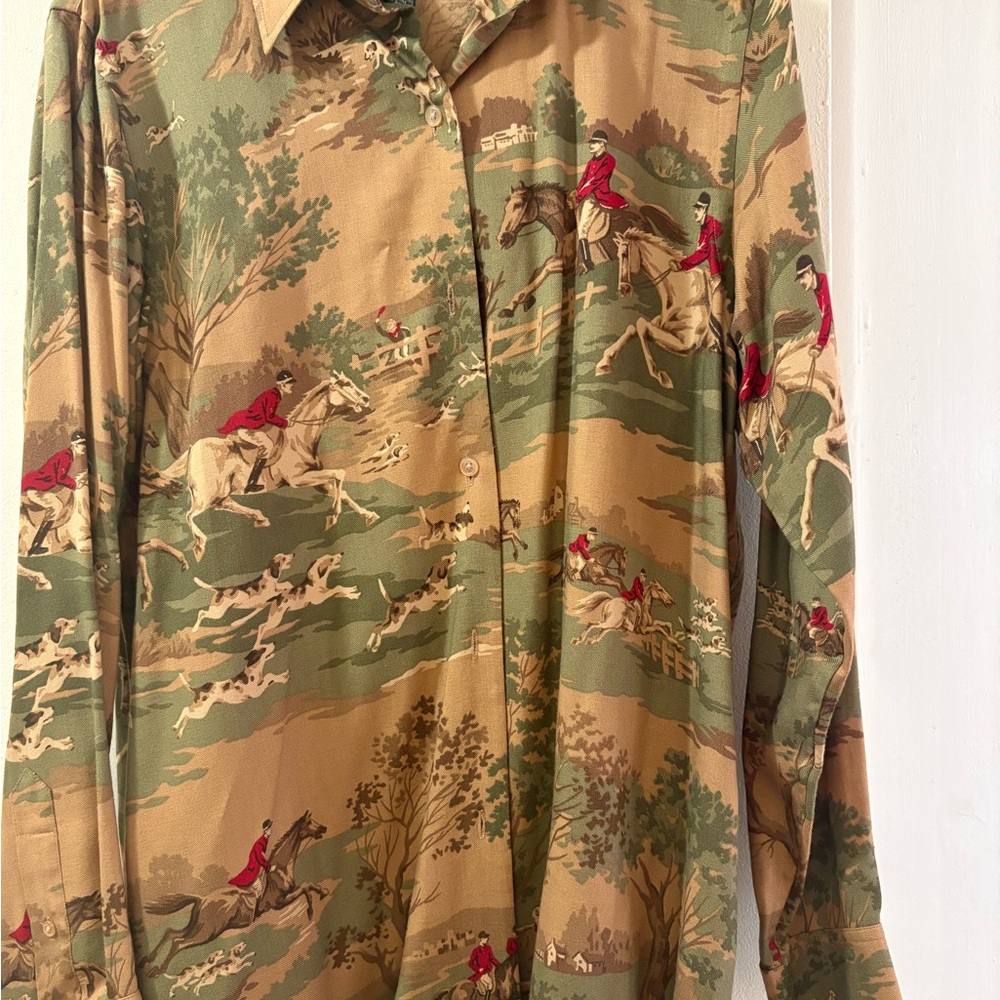 Ralph Lauren Olive and Tan Patterned Shirt